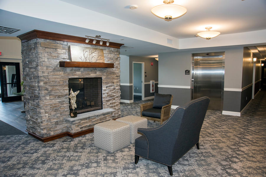 Fireplace and Lobby Elevator